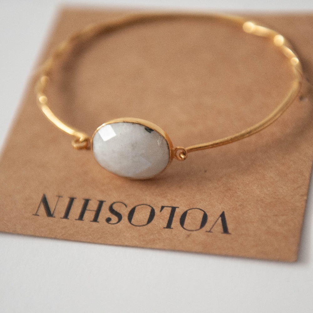 Voloshin Moonstone Oval Bracelet in Gold Tone